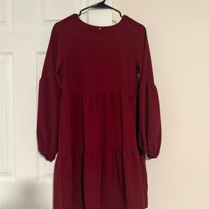 Amazon Women's Long Sleeve Dress - Burgundy